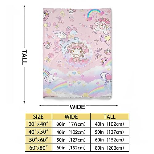 Kawaii Pink Anime Plush Throw Blanket 50x60in