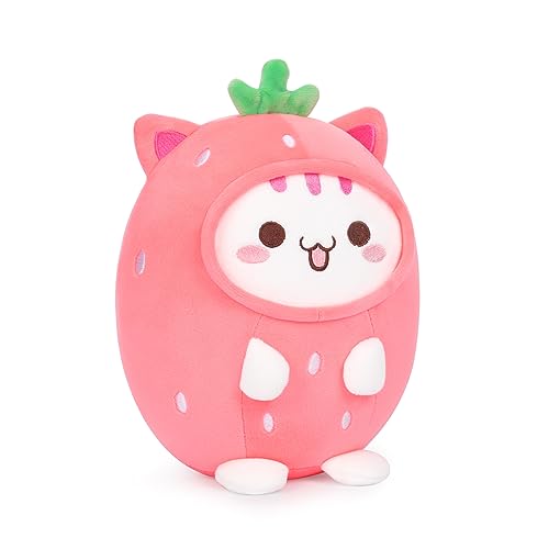 Strawberry Cat Plush Pillow - Kawaii Kitten Toy