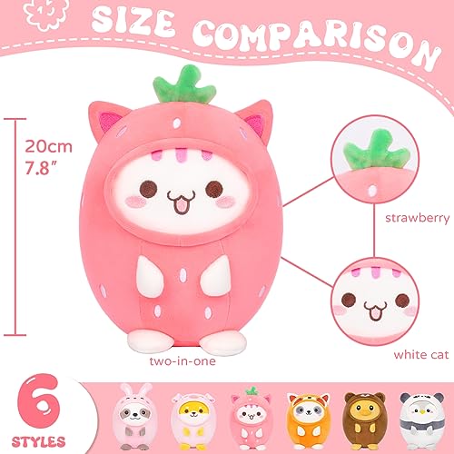 Kawaii Strawberry Cat Plush Pillow - 8" Cuddly Toy