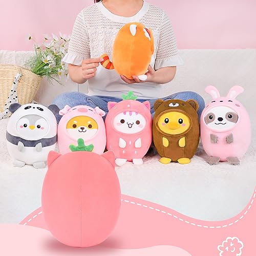 Kawaii Strawberry Cat Plush Pillow - 8" Cuddly Toy