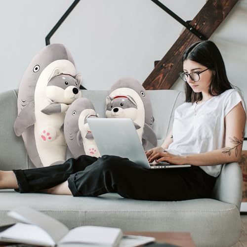 Kawaii Shark Corgi Plush Toy – 17.7in Cutie
