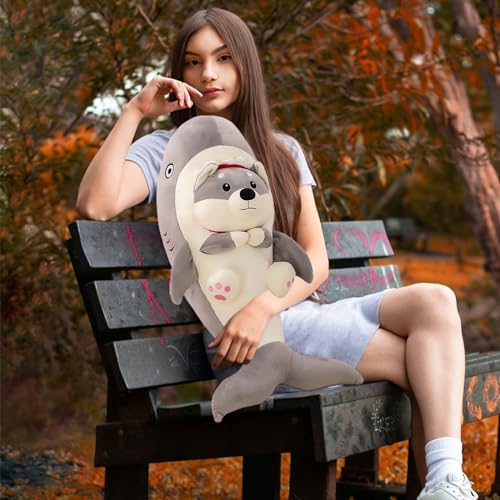 Kawaii Shark Corgi Plush Toy – 17.7in Cutie