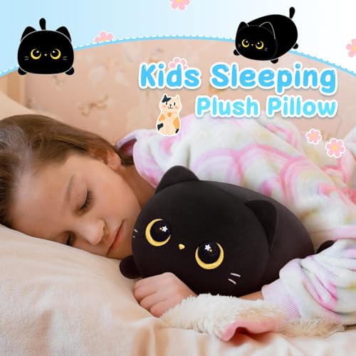Cute Black Cat Plushie Cuddle Toy - 8 Inch