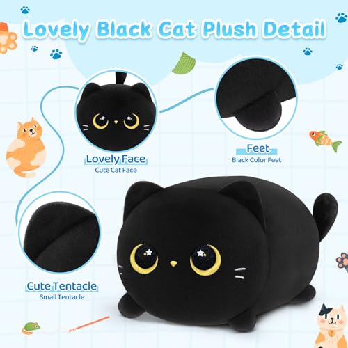 Cute Black Cat Plushie Cuddle Toy - 8 Inch