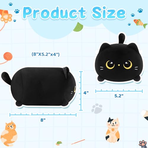 Cute Black Cat Plushie Cuddle Toy - 8 Inch