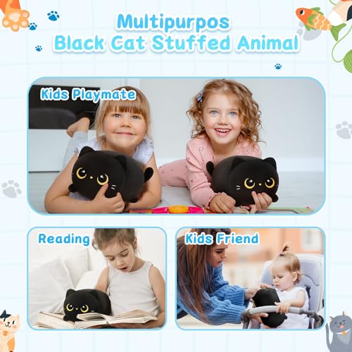 Cute Black Cat Plushie Cuddle Toy - 8 Inch