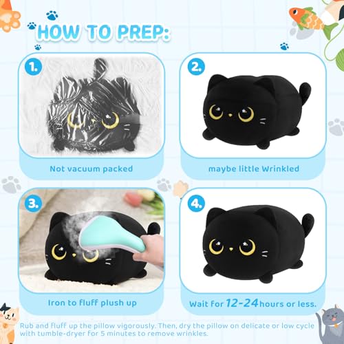 Cute Black Cat Plushie Cuddle Toy - 8 Inch