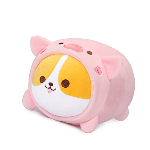 Kawaii Pig Corgi Plush Pillow Toy 8”