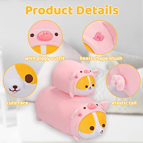 Kawaii Pig Corgi Plush Pillow Toy 8”