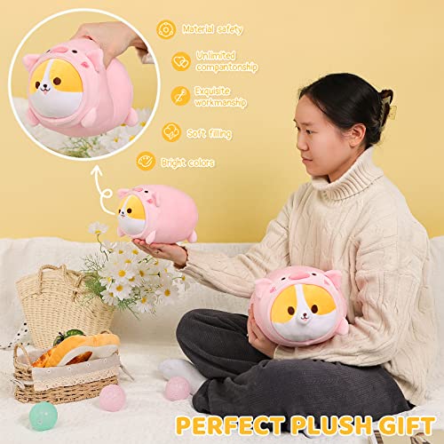 Kawaii Pig Corgi Plush Pillow Toy 8”