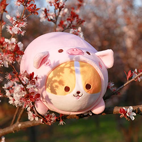 Kawaii Pig Corgi Plush Pillow Toy 8”