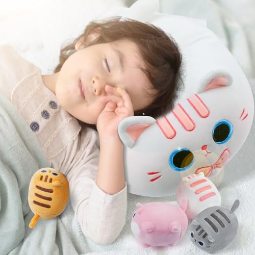 Sweet White Cat Plush Family with Baby Kittens