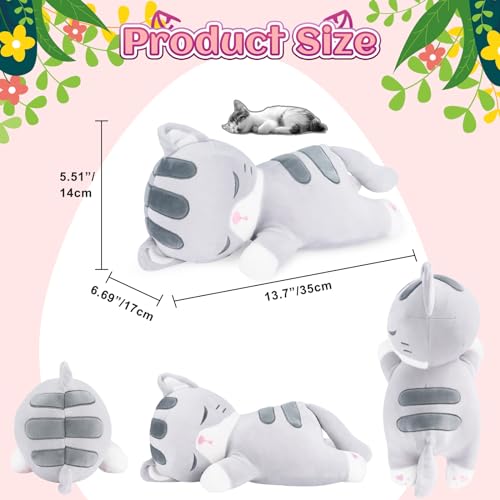 Kawaii Gray Cat Plush Pillow - Soft Cuddle Toy