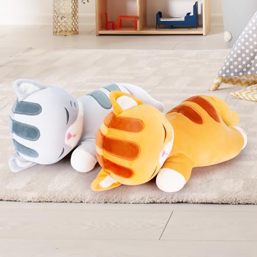 Kawaii Gray Cat Plush Pillow - Soft Cuddle Toy