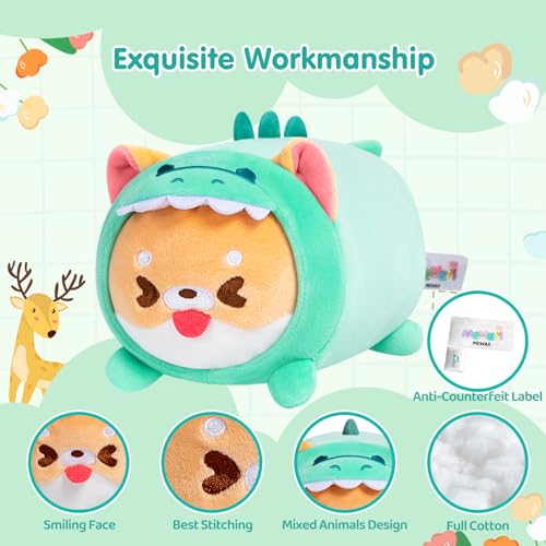 Cute Shiba Inu Plush Pillow in Dinosaur Costume
