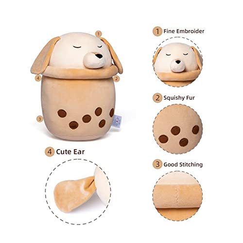 Kawaii Boba Plush Dog Face Soft Toy