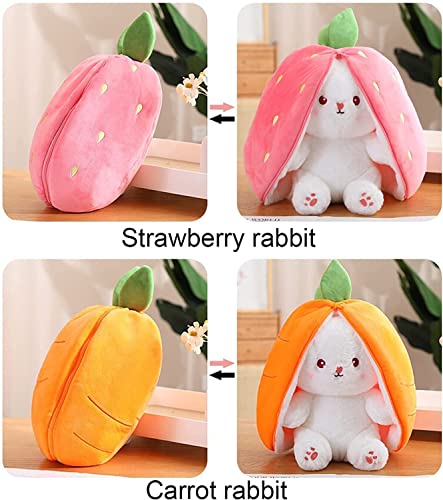 Reversible Kawaii Bunny Plush with Carrot & Strawberry