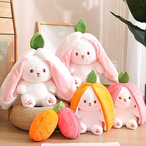 Reversible Kawaii Bunny Plush with Carrot & Strawberry