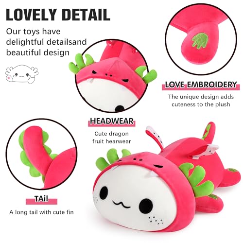 Adorable 19" Axolotl Dragon Fruit Plush Toy