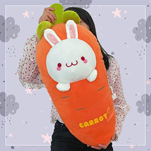 Kawaii Long Bunny Plushie Carrot Hugging Pillow