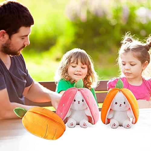 Kawaii Easter Bunny Plush Toy with Fruit Pillow