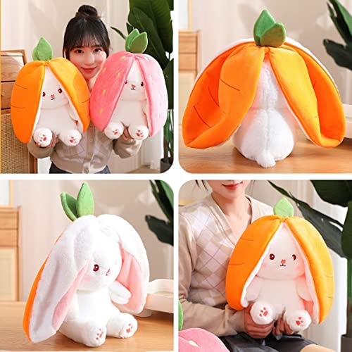 Kawaii Easter Bunny Plush Toy with Fruit Pillow