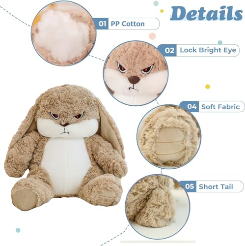 Kawaii Angry Lop Rabbit Plush Toy - Brown Bunny