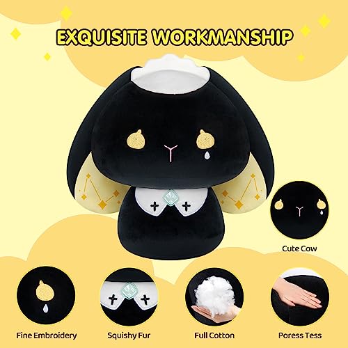 Kawaii 8-Inch Black Bunny Mushroom Plush Toy