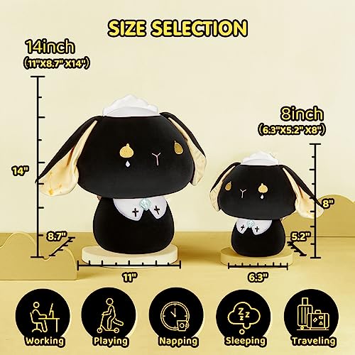 Kawaii 8-Inch Black Bunny Mushroom Plush Toy