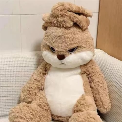 Kawaii Angry Lop Rabbit Plush Toy - Brown Bunny