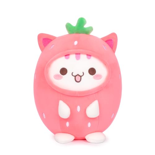 Cute Strawberry Cat Plushie Pillow for Kids
