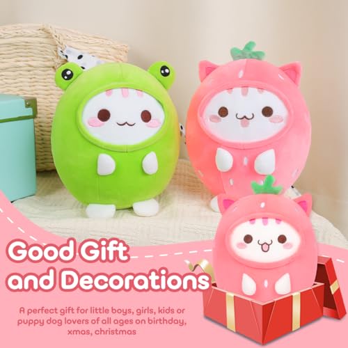 Cute Strawberry Cat Plushie Pillow for Kids