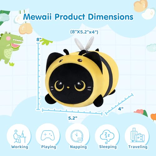 Cute Black Cat Bee Plush Pillow Toy