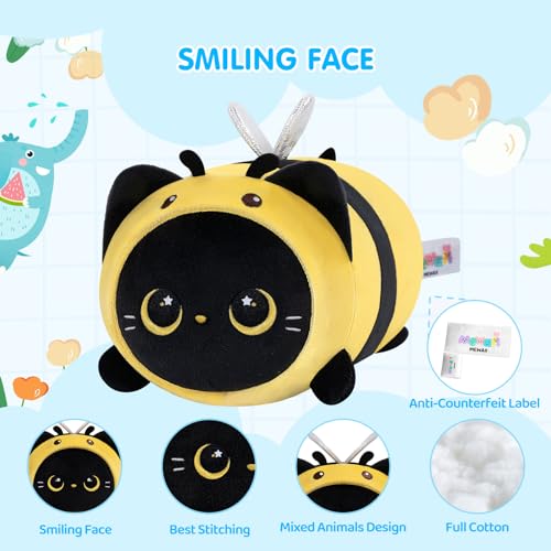 Cute Black Cat Bee Plush Pillow Toy
