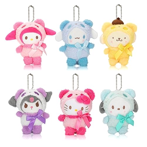 6-Piece Kawaii Kitty Anime Plush Toy Set