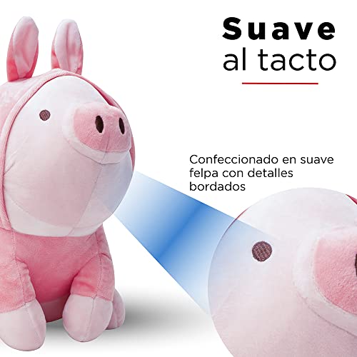 Kawaii Piglet Plush Toy with Rabbit Hoodie