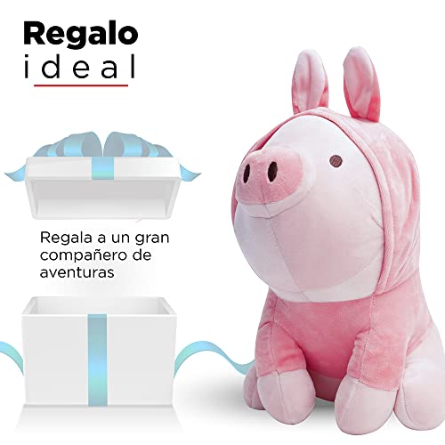 Kawaii Piglet Plush Toy with Rabbit Hoodie