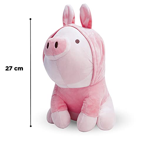 Kawaii Piglet Plush Toy with Rabbit Hoodie