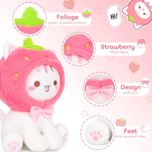 Mikchocho Strawberry Cat Plush Toy - Kawaii!