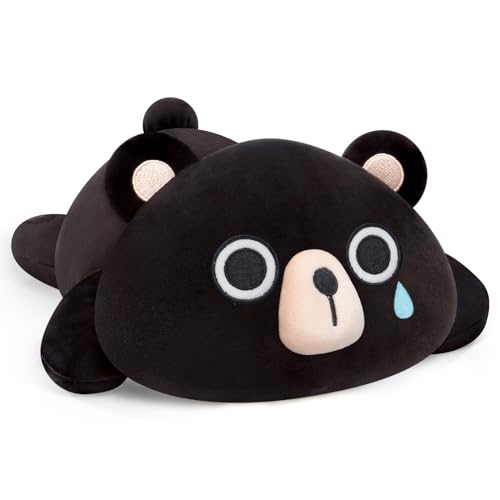 Kawaii Black Bear Plush Pillow for Cuddling