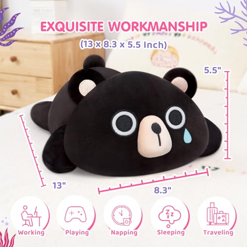 Kawaii Black Bear Plush Pillow for Cuddling
