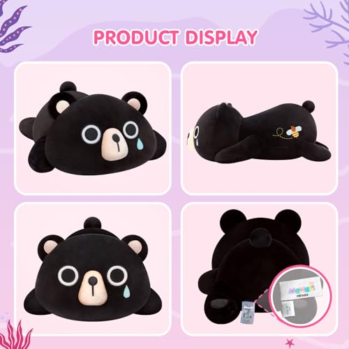 Kawaii Black Bear Plush Pillow for Cuddling