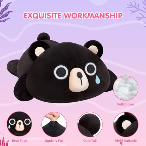 Kawaii Black Bear Plush Pillow for Cuddling