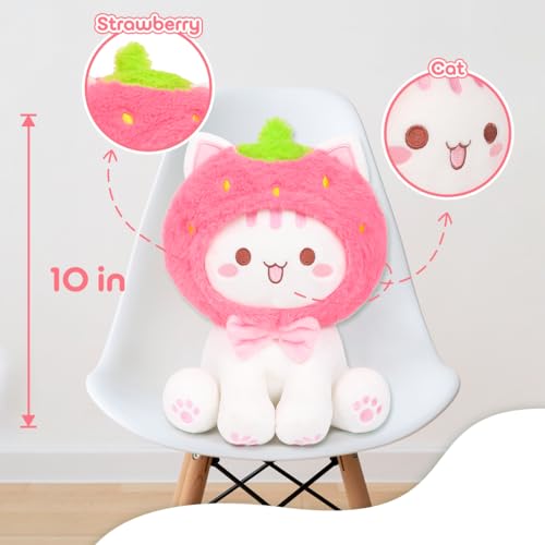 Mikchocho Strawberry Cat Plush Toy - Kawaii!