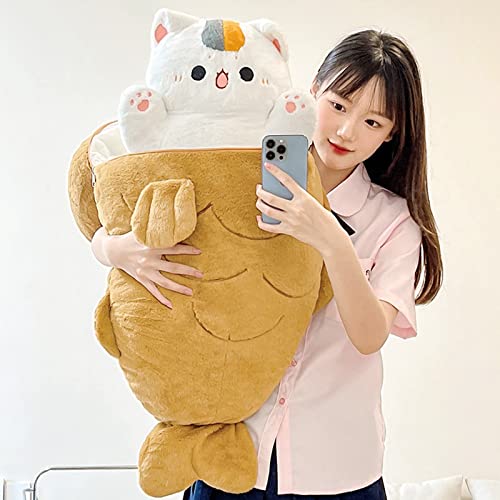 Large Taiyaki Cat Plush Pillow - Cute Kawaii Toy