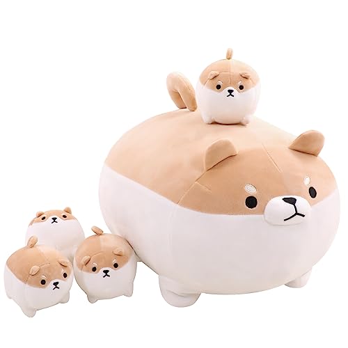 Kawaii Shiba Inu Plush with Baby Corgis