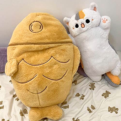 Large Taiyaki Cat Plush Pillow - Cute Kawaii Toy