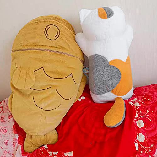 Large Taiyaki Cat Plush Pillow - Cute Kawaii Toy