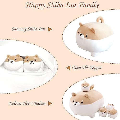 Kawaii Shiba Inu Plush with Baby Corgis