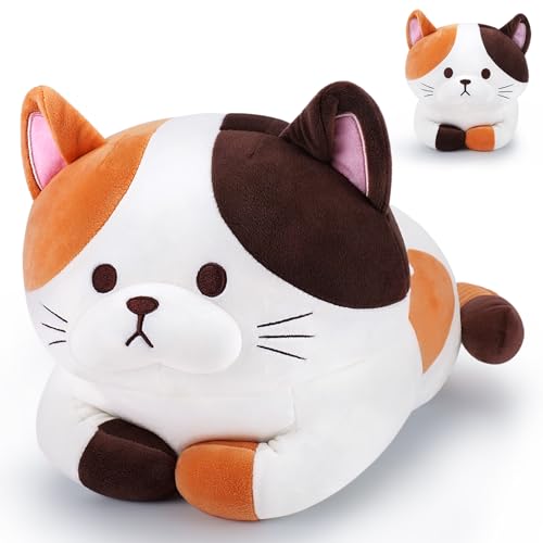 Kawaii Weighted Calico Cat Plush - 15.7